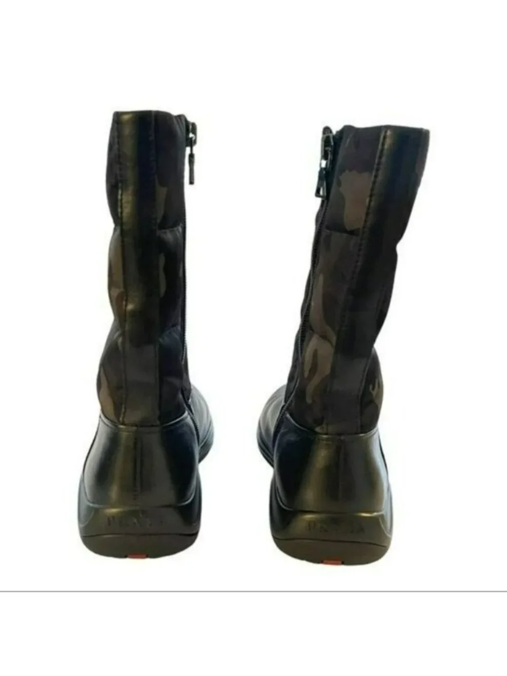 Prada Shoes Nylon Camo Leather Boots Preowned Size 28 US 11